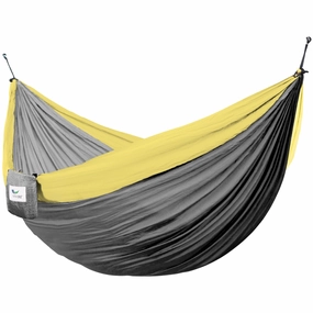 Parachute Camping Hammock - Grey & Yellow outdoor hammock with stand and canopy