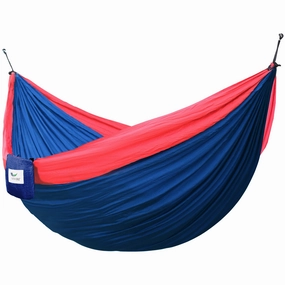Parachute Camping Hammock - Navy & Red outdoor hammock with stand and canopy