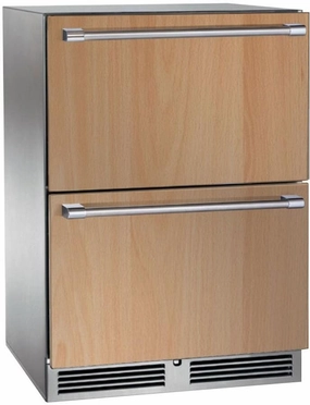 Perlick 24-Inch Signature Series Outdoor Built-In Drawer Counter Depth Compact Freezer with 5 cu. ft. Capacity in Panel Ready HP24FM-4-6 outdoor beverage cooler with wheels