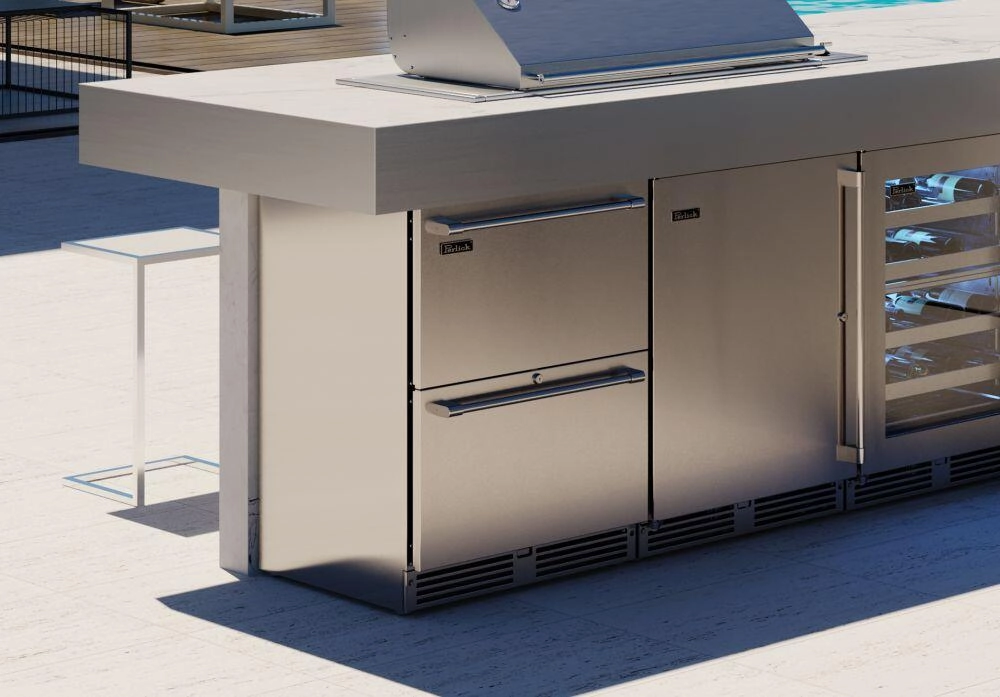 Perlick 24-Inch Signature Series Outdoor Built-In Drawer Counter Depth Compact Freezer with 5 cu. ft. Capacity in Stainless Steel HP24FM-4-5