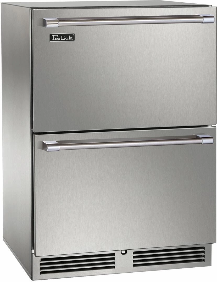 Perlick 24" Signature Series Outdoor Built-In Counter Depth Drawer Refrigerator with 5 cu. ft Capacity in Stainless Steel HP24ZM-4-5 outdoor beverage cooler with wheels