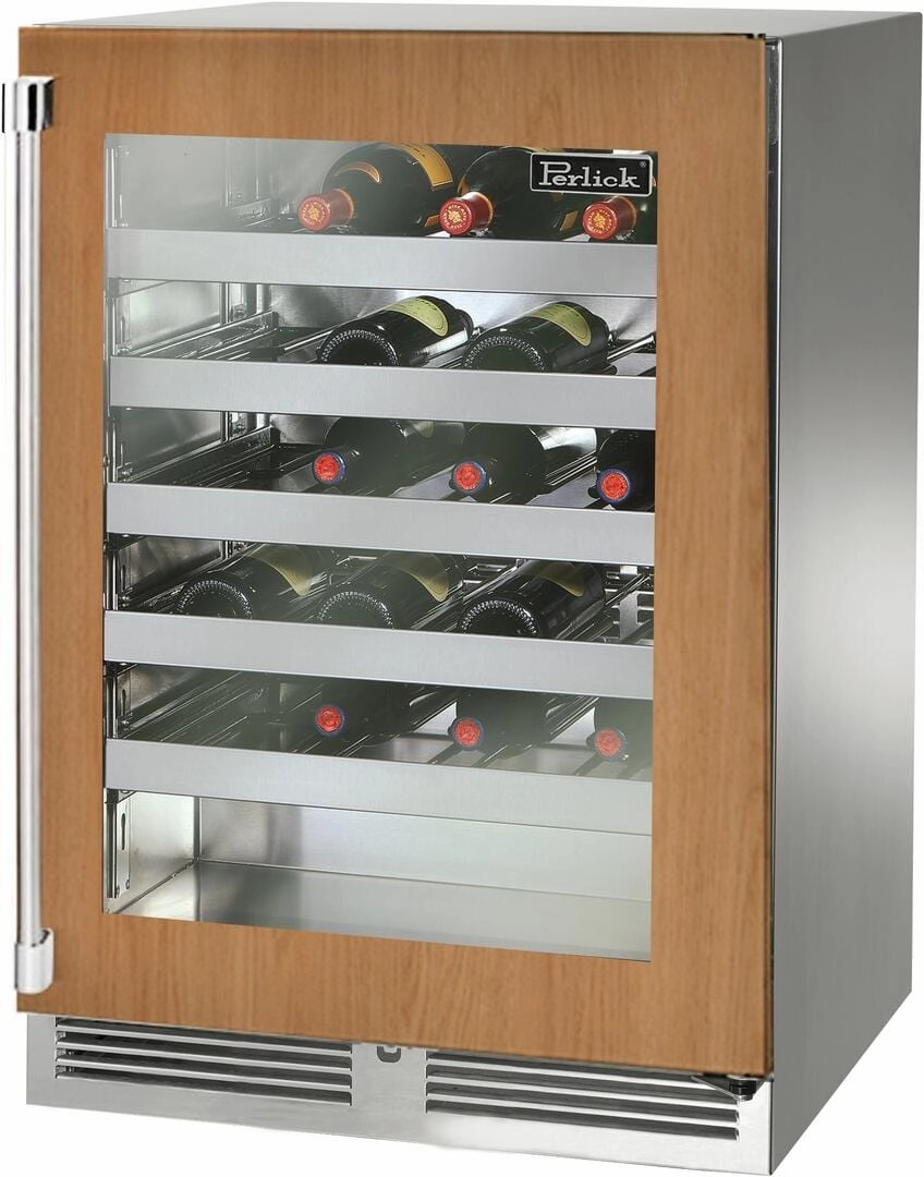 Perlick Signature Series 24" Built-In Wine Cooler with 45 Bottle Capacity Single Zone with Glass Door in Panel Ready HP24WM-4-4