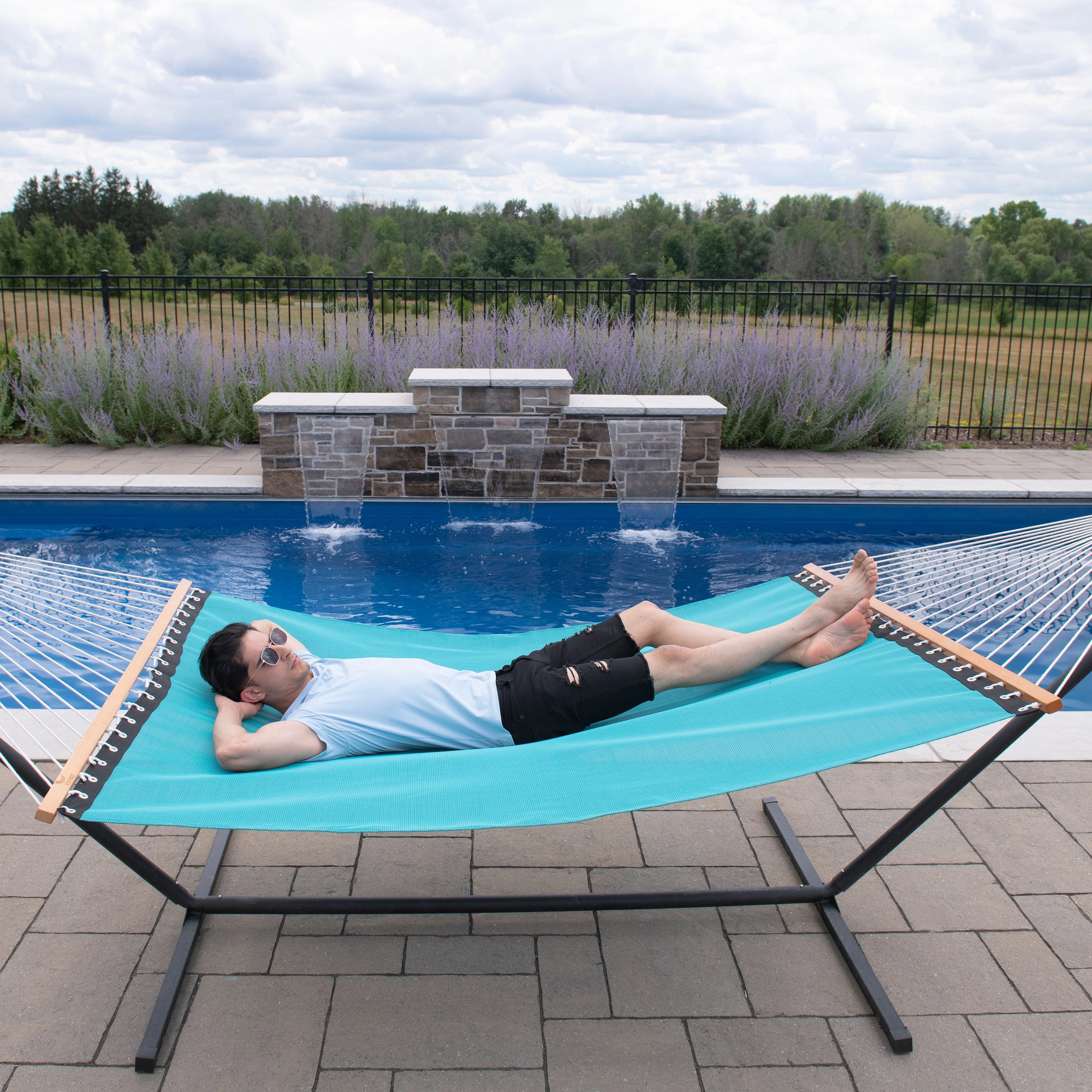 Phifer Poolside Spreader Bar Hammock - Blue Hawaii