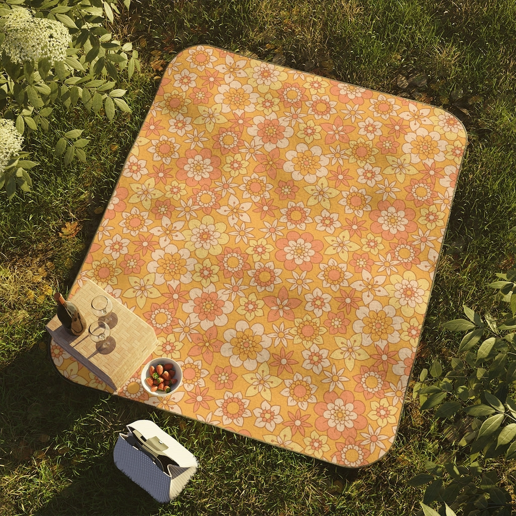 Exclusive Hot Pick Picnic Blanket Flower Power Pattern Lawn Picnic Blanket Beach Blanket With Strap One Size One Sized Print Gifts