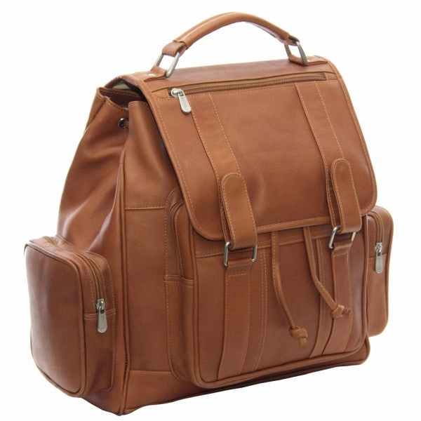 Mega Discount Today Piel Leather Double Loop Flap Over Laptop Backpack