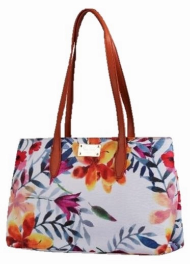 Dont Wait Save Today Pierre Cardin Aasha Floral Tote Handbag | Orange Tan