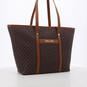 Pierre Cardin Guliana Core Logo Tote Handbag | Brown Tan Special Savings Today Special Occasion Discount