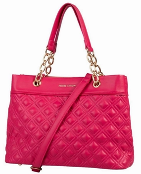 Pierre Cardin Kylie Chain Quilted Satchel Handbag | Pink Limited Stock Deals