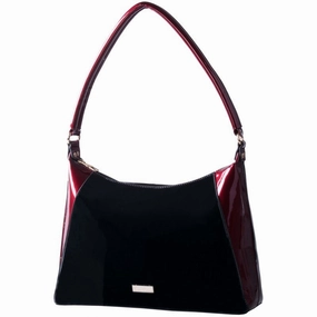 Dont Miss Hot Deals Limited Stock Deals Pierre Cardin Tammy Patent Hobo | Black/Burgundy