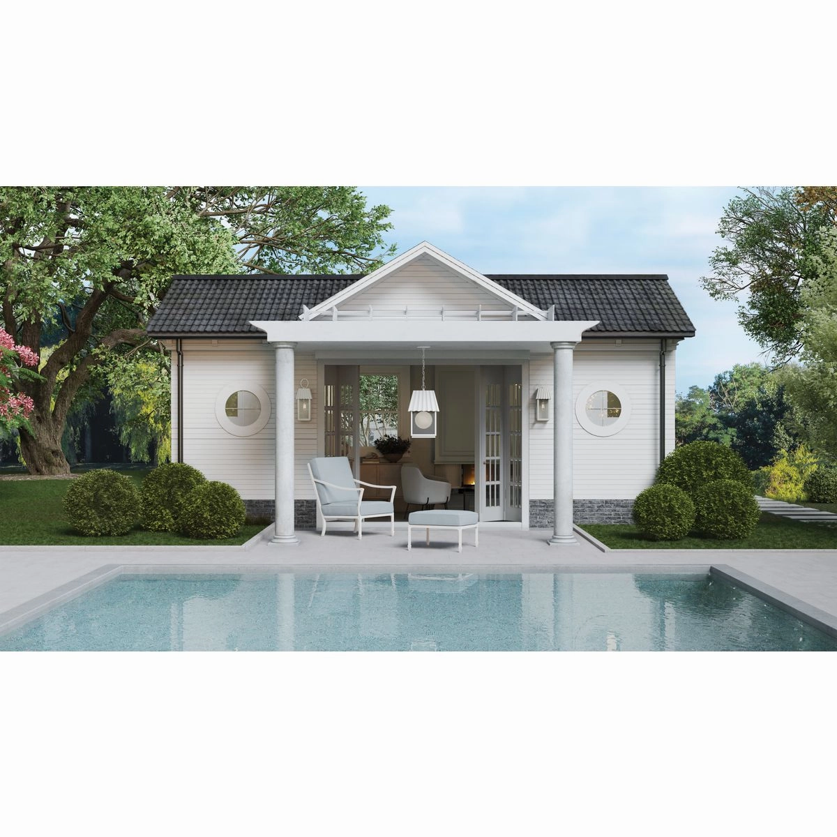 Point Dume-Hook Pond One Light Outdoor Wall Lantern Shelter White
