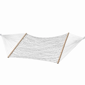 Polyester Rope Spreader Bar Hammock  - White outdoor hammock with stand and canopy