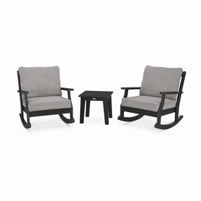 POLYWOOD Braxton 3-Piece Deep Seating Rocker Setoutdoor rocking chair for porch or garden