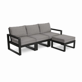 POLYWOOD EDGE 4-Piece Modular Deep Seating Set with Ottomanoutdoor patio furniture set