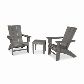 POLYWOOD Modern Curveback Adirondack 3-Piece SetAdirondack chair set with side table