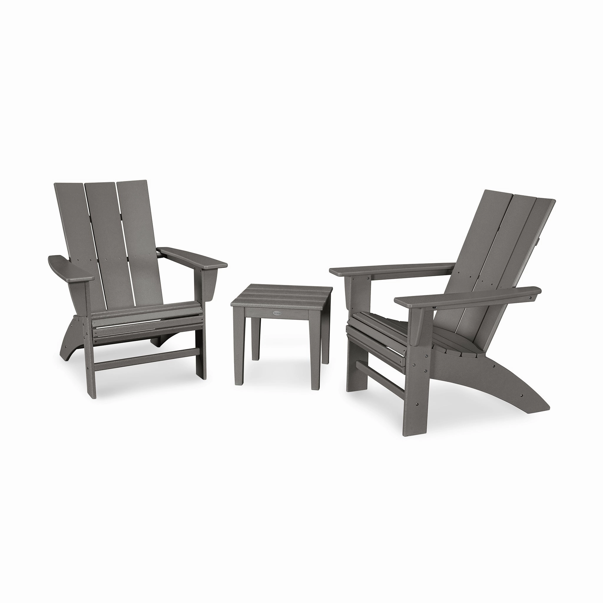 POLYWOOD Modern Curveback Adirondack 3-Piece SetAdirondack chair set with side table