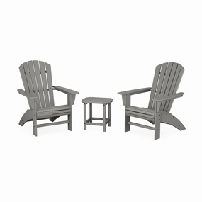 POLYWOOD Nautical 3-Piece Curveback Adirondack Setclassic Adirondack outdoor chair