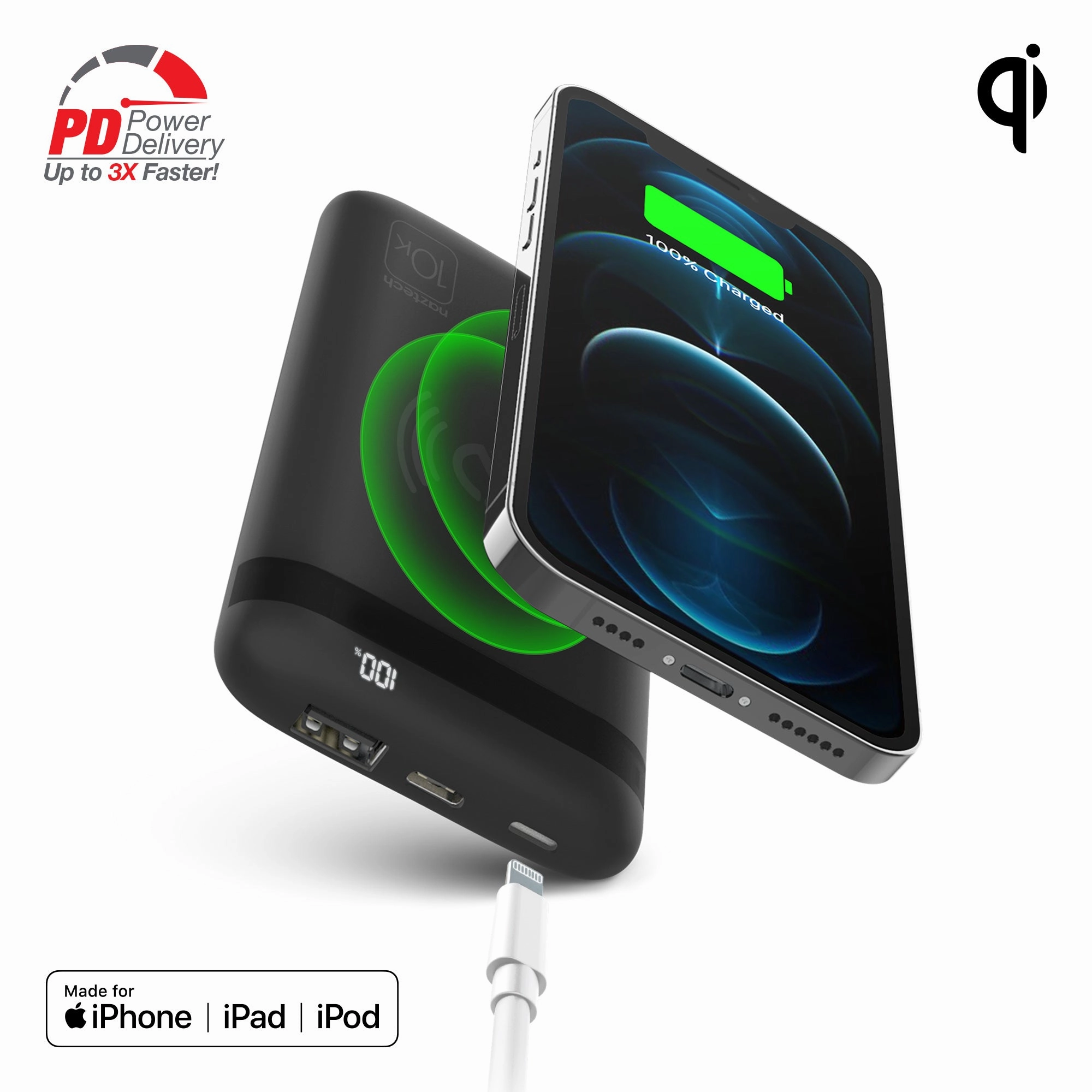 Powerbolt Wireless Fast Charge Power Bank With Mfi Lightning Port Shop the Savings Now