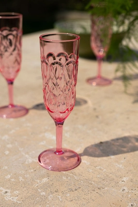 Pretty Embossed Pink Picnic Champagne Glassoutdoor patio dining furniture set