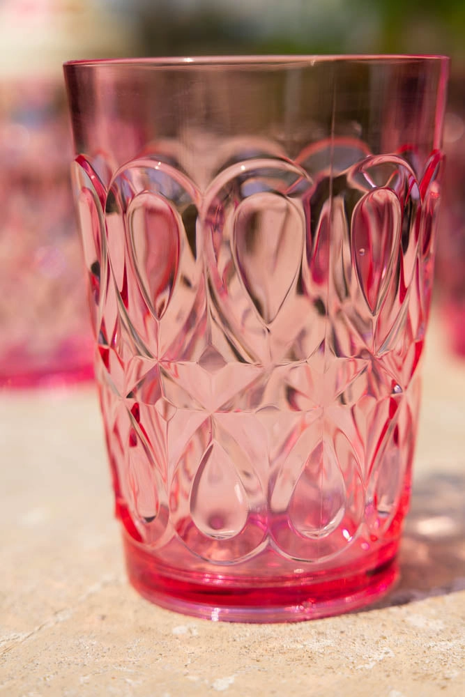 Pretty Embossed Pink Picnic Water Tumbler