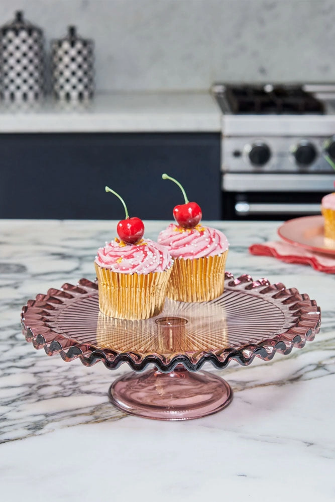 Pretty Pink Glass Cakestand