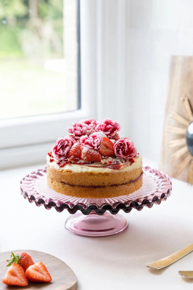 Pretty Pink Glass Cakestand