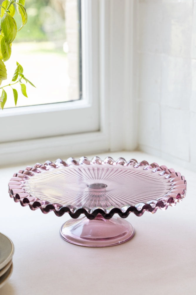 Pretty Pink Glass Cakestand