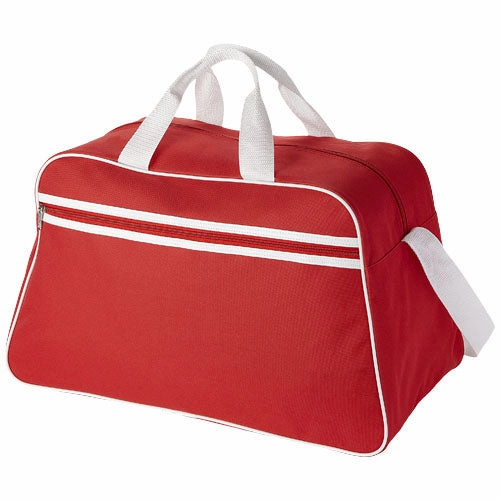 San Jose 2-Stripe Sports Duffel Bag 30L - Red/White Limited Time Sale Today Only Discount