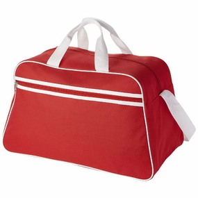 San Jose 2-Stripe Sports Duffel Bag 30L - Red/White Limited Time Sale Today Only Discount