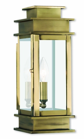 Princeton One Light Outdoor Wall Lantern Antique Brass w/ Polished Chrome Stainless SteelOutdoor wall sconces with motion sensor