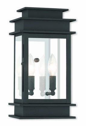 Princeton Two Light Outdoor Wall Lantern Black w/ Polished Chrome Stainless SteelOutdoor wall sconces with motion sensor