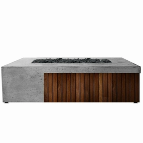 Prism Hardscapes - Fairmont Rectangular Concrete & Hardwood Fire Pit Tableportable outdoor fire pit with lid