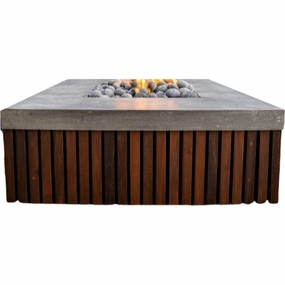 Prism Hardscapes - Manchester Square Concrete & Hardwood Fire Pit Tableportable outdoor fire pit with lid