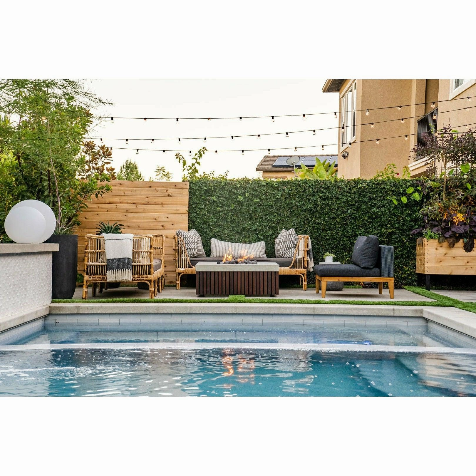 Prism Hardscapes - Manchester Square Concrete & Hardwood Fire Pit Table