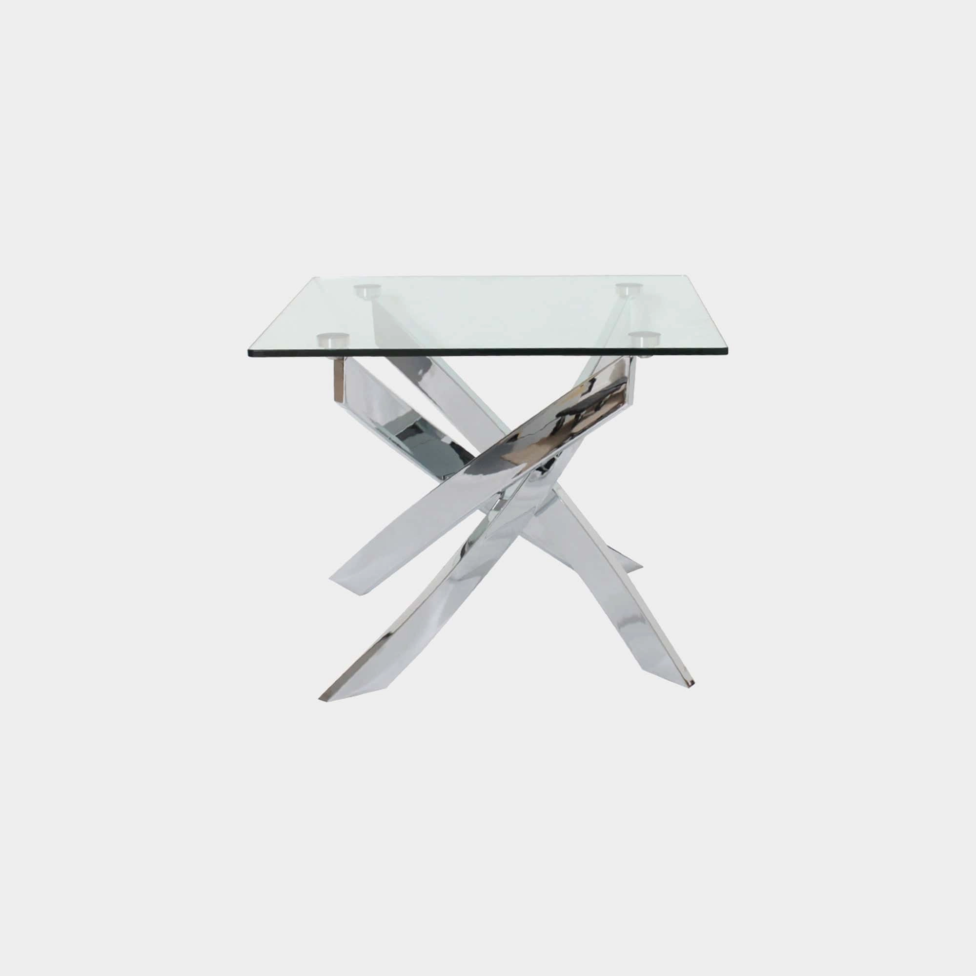Puzzle - Square Lamp Table In Glass & Chrome Finish Baseoutdoor side table for patio furniture