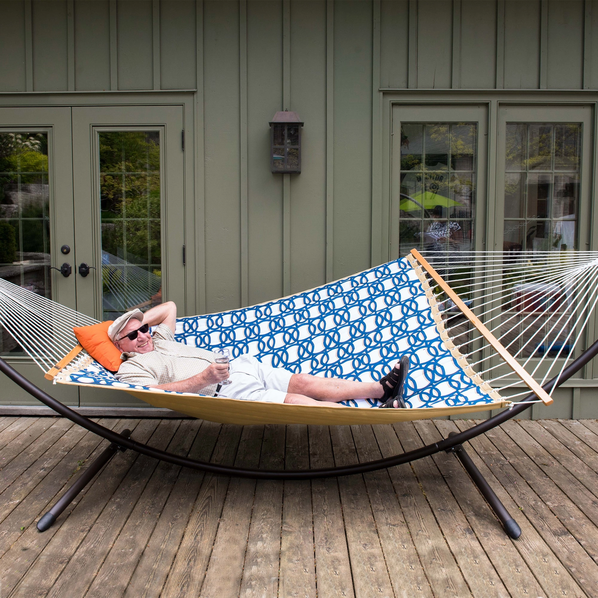 Quilted Fabric Spreader Bar Hammock - Nautical