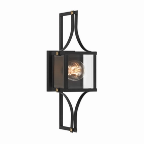 Raeburn One Light Outdoor Wall Lantern Matte Black and Weathered Brushed BrassOutdoor wall sconces with motion sensor