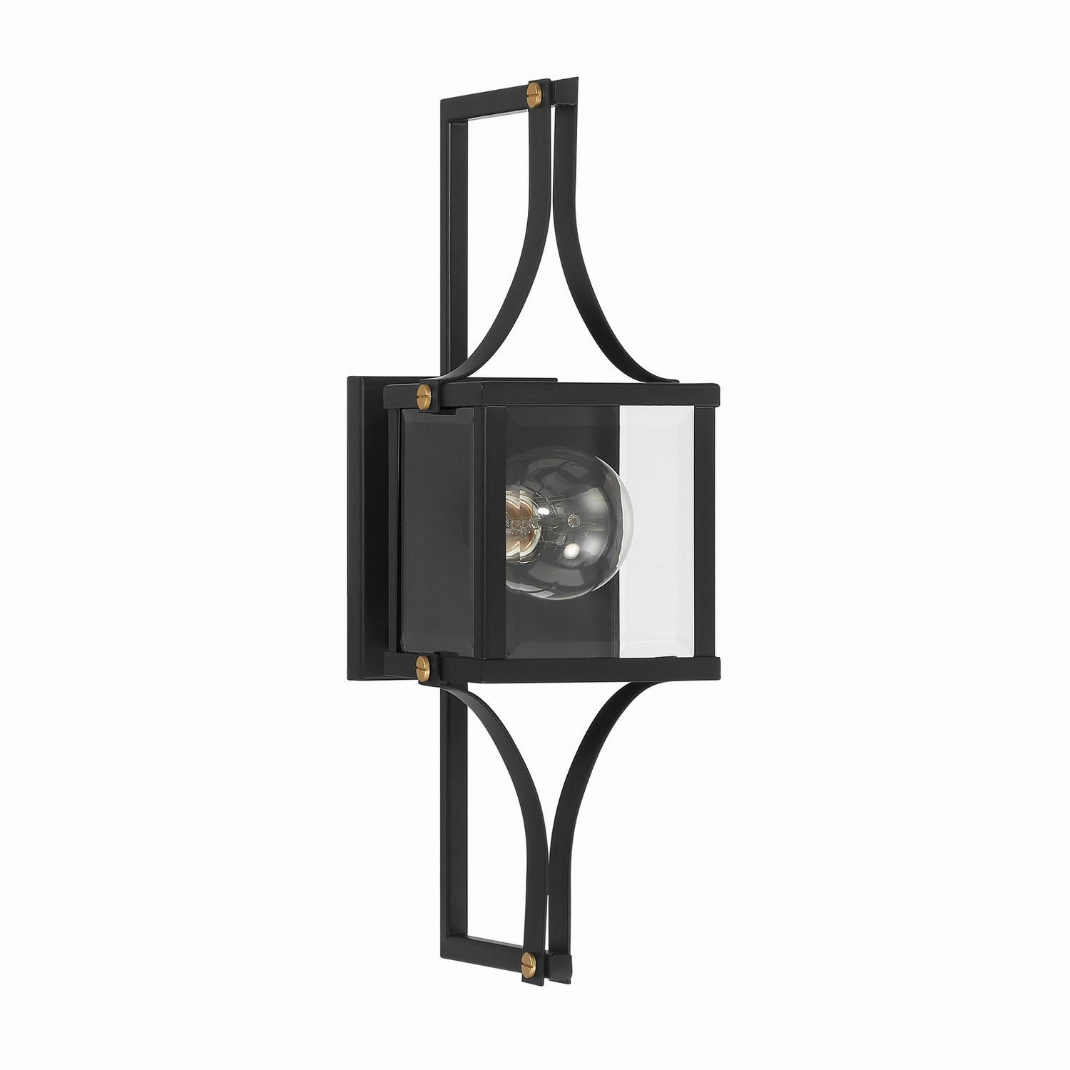 Raeburn One Light Outdoor Wall Lantern Matte Black and Weathered Brushed Brass