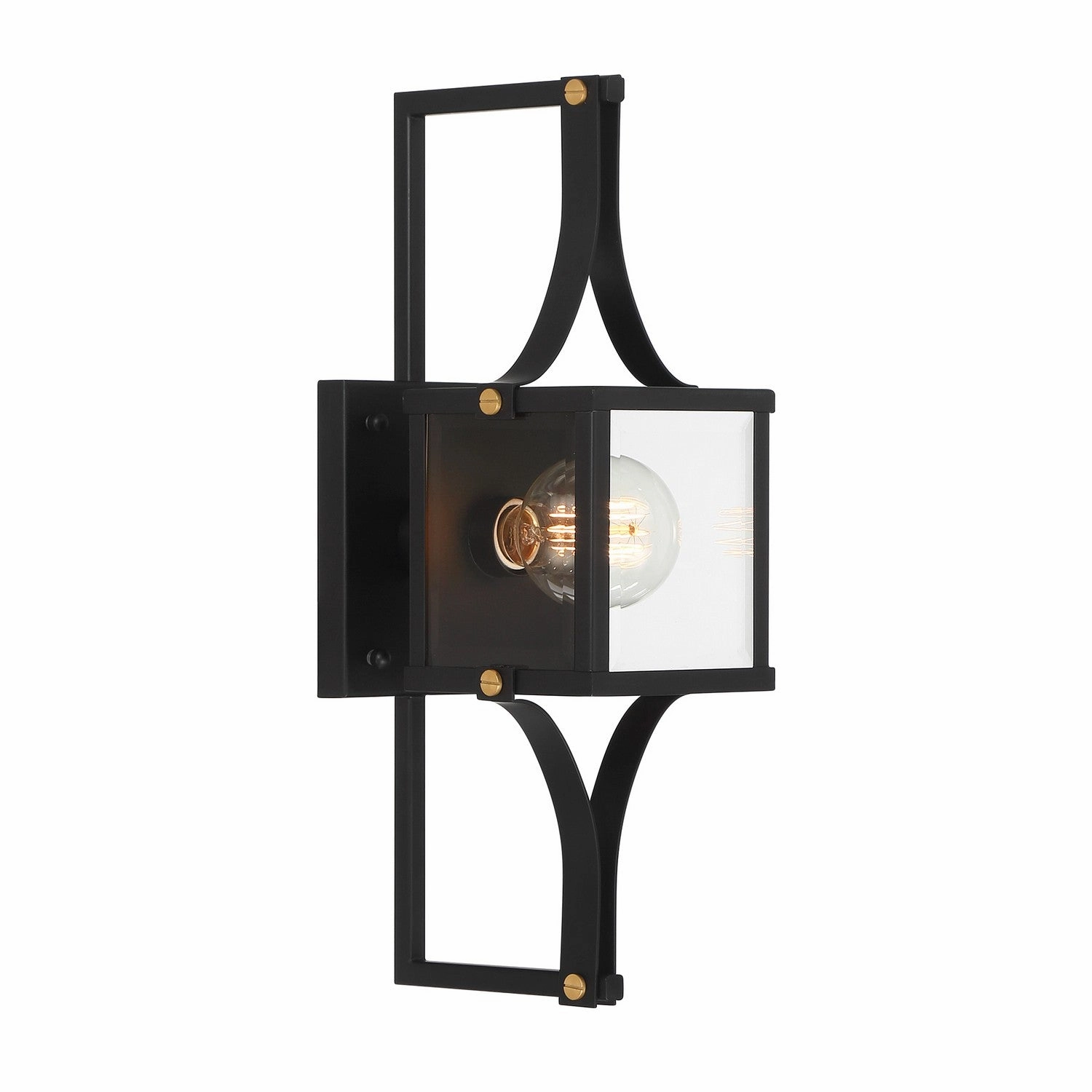 Raeburn One Light Outdoor Wall Lantern Matte Black and Weathered Brushed Brass