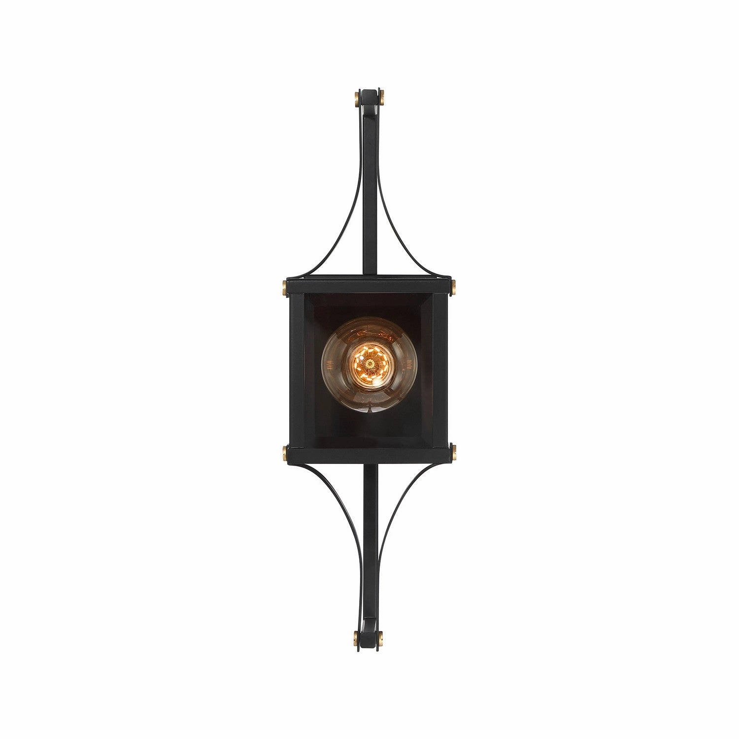 Raeburn One Light Outdoor Wall Lantern Matte Black and Weathered Brushed Brass