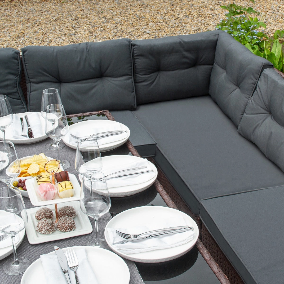 Rattan Corner Set - Brown
