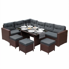Rattan Corner Set - Brownoutdoor patio furniture set