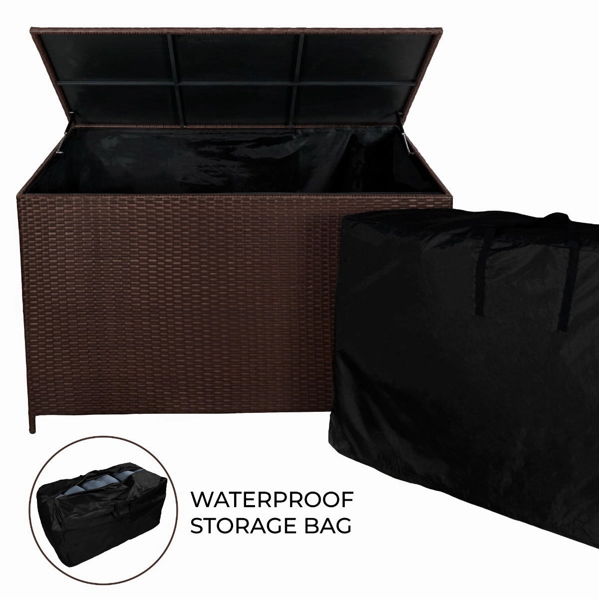 Rattan Cushion Storage Box 582L - Brown