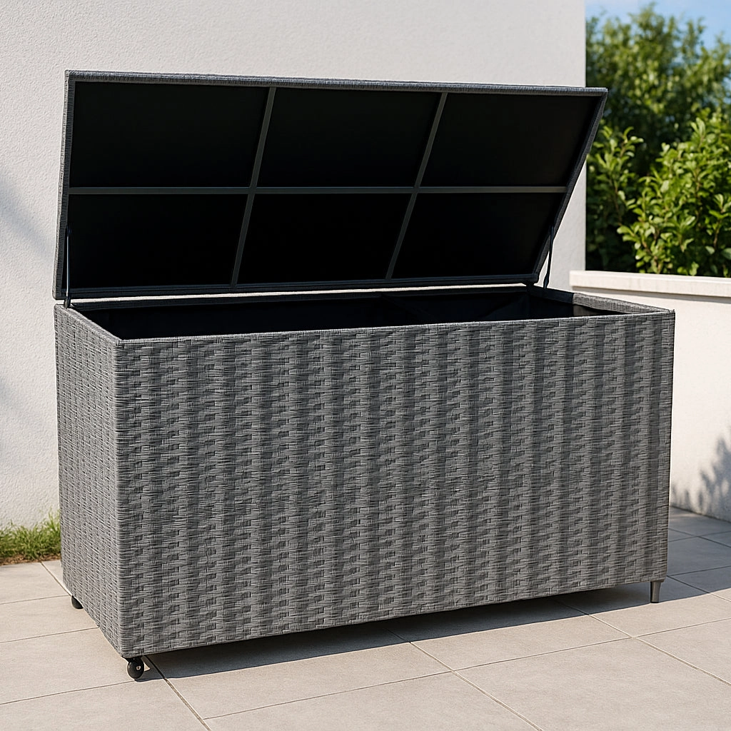 Rattan Cushion Storage Box 700L - Grey