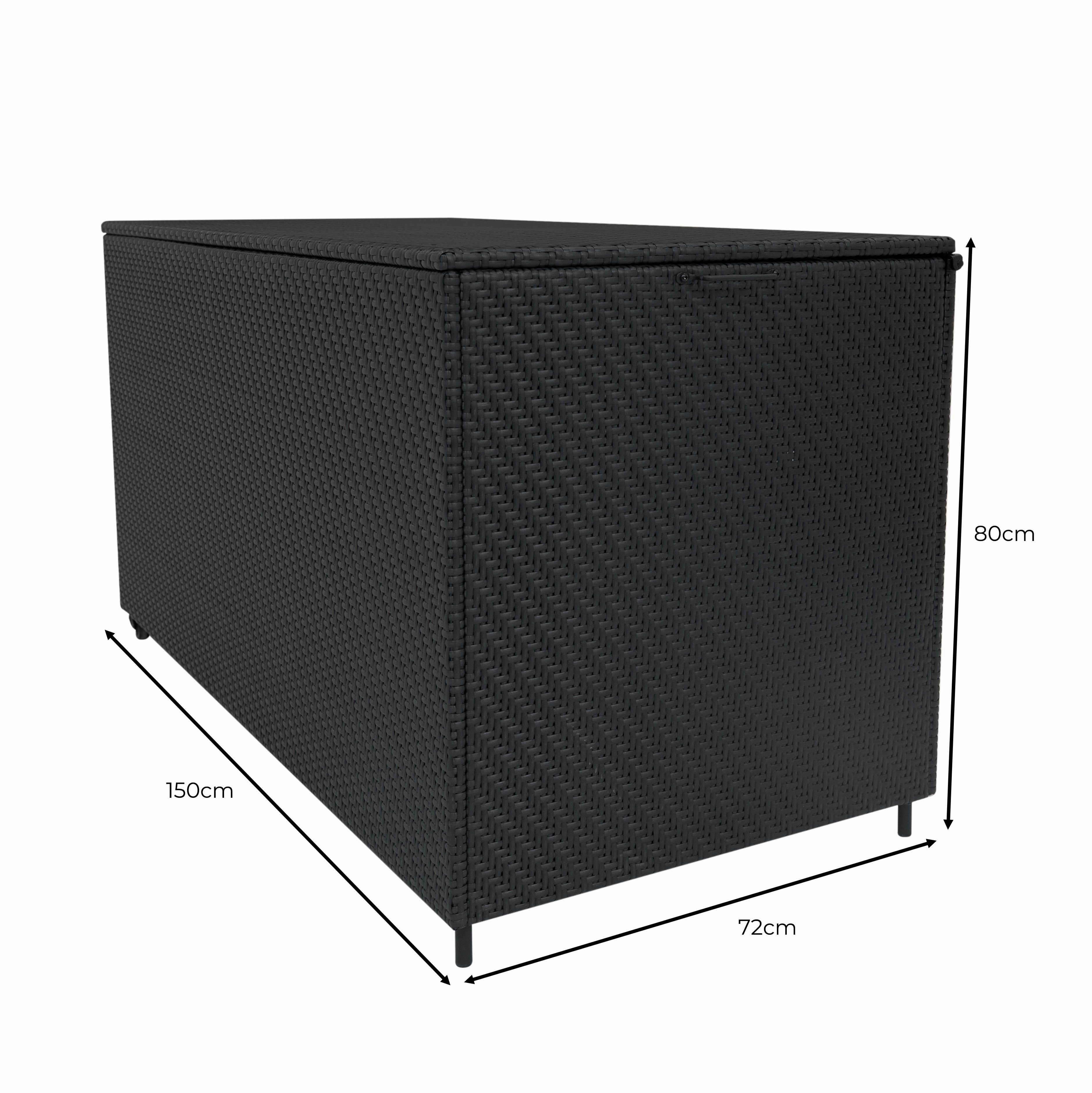 Rattan Modular 6 Piece Furniture Set & 700L Storage Box  Black
