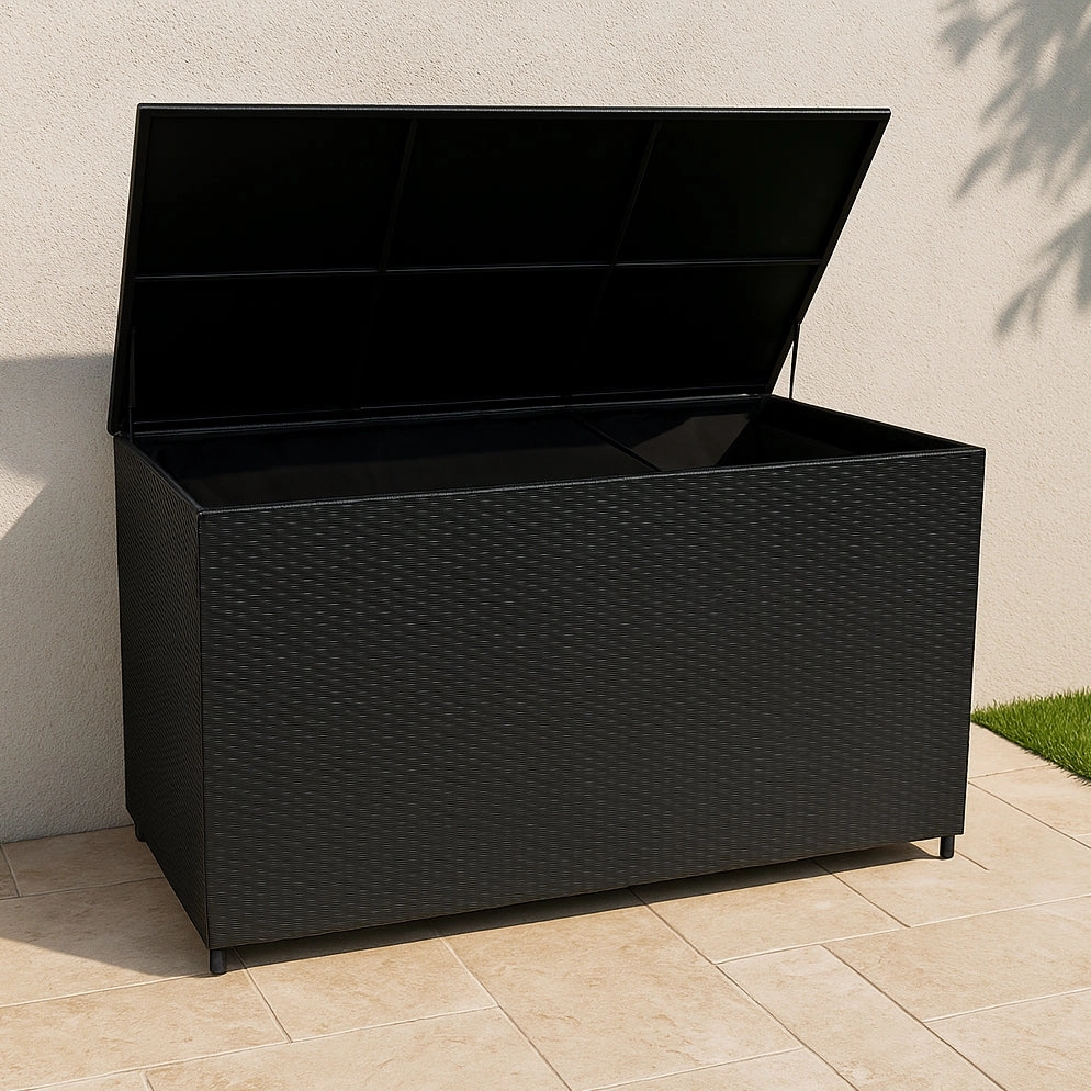 Rattan Modular 6 Piece Furniture Set & 700L Storage Box  Black