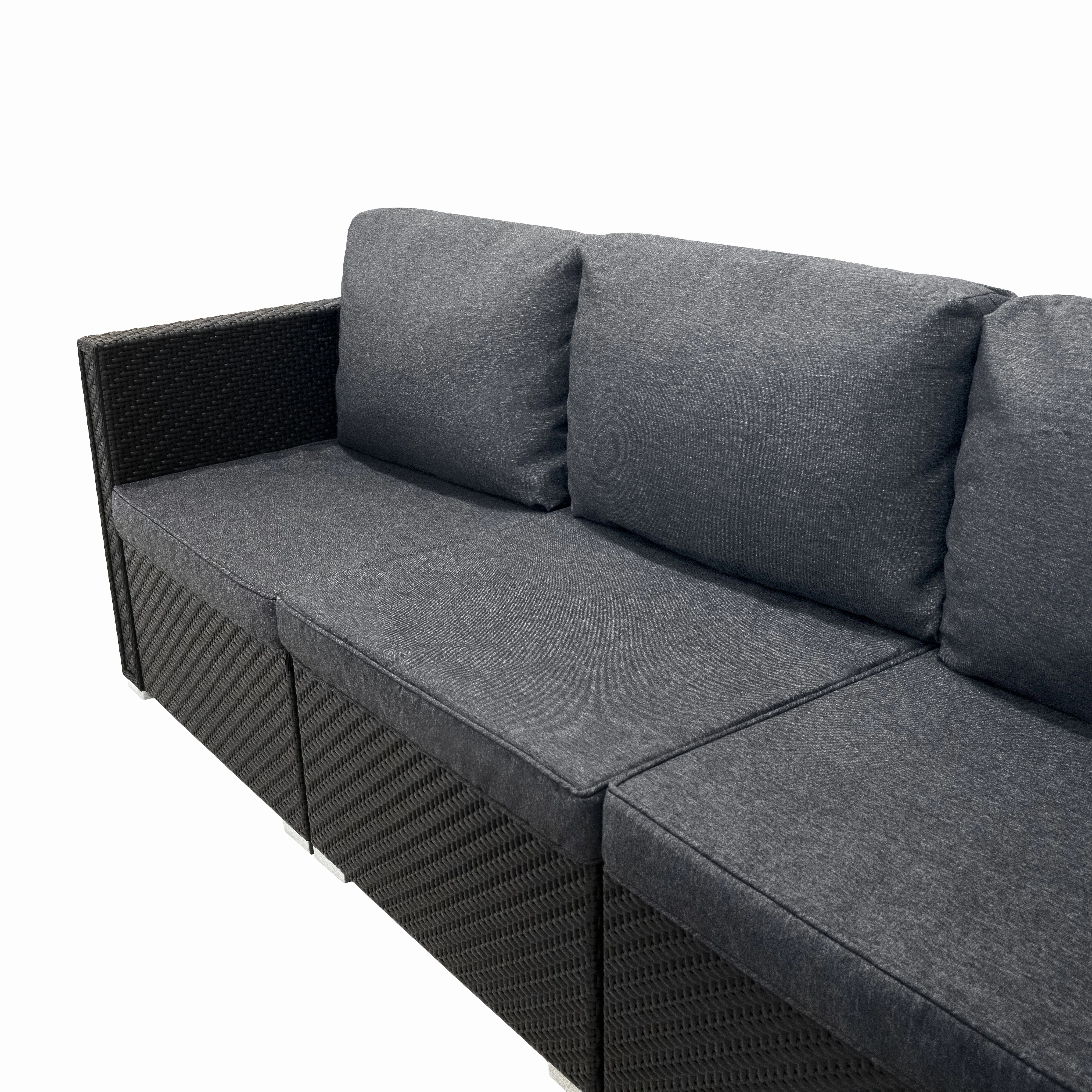 Rattan Modular 7 Piece Furniture Set - Black