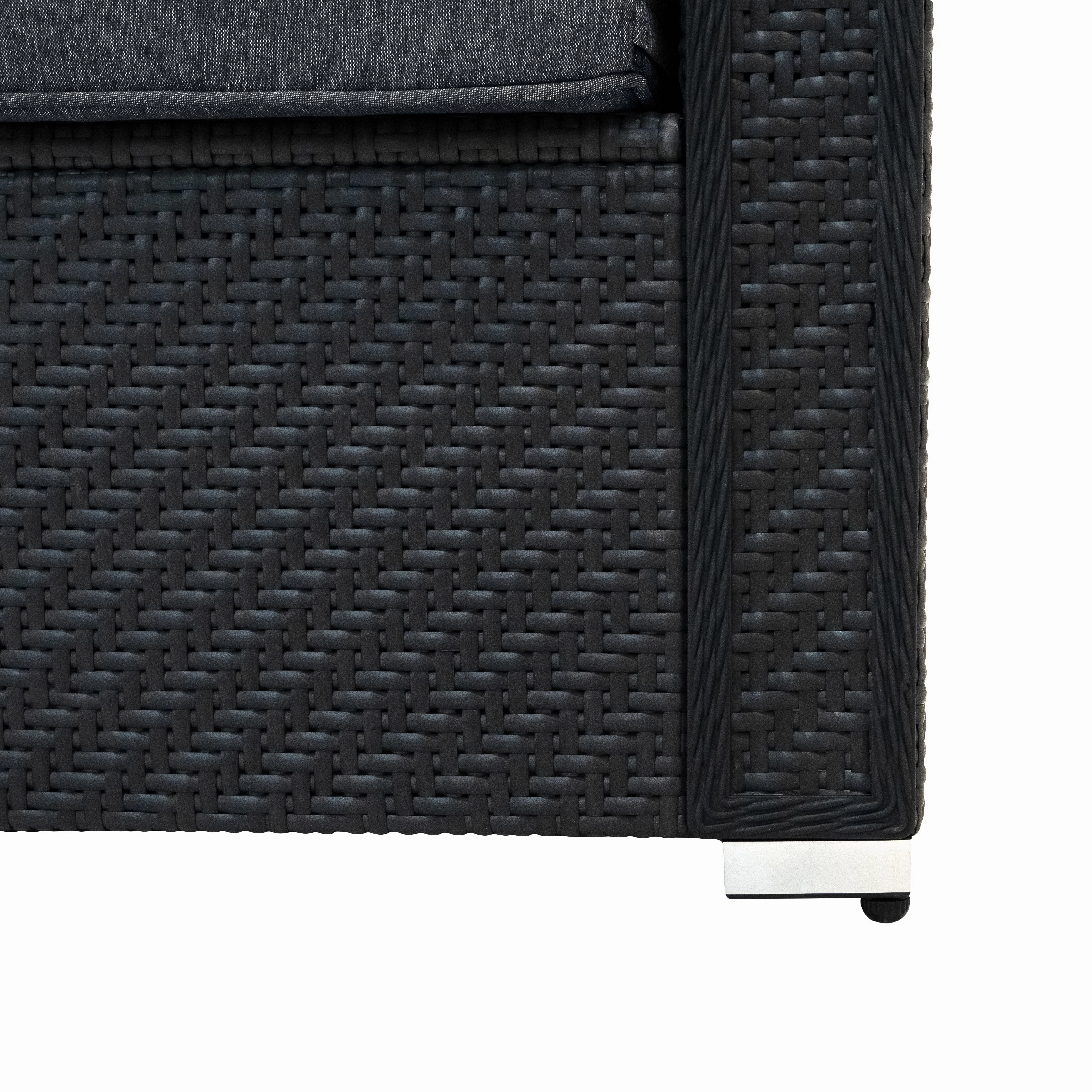 Rattan Modular 7 Piece Furniture Set - Black