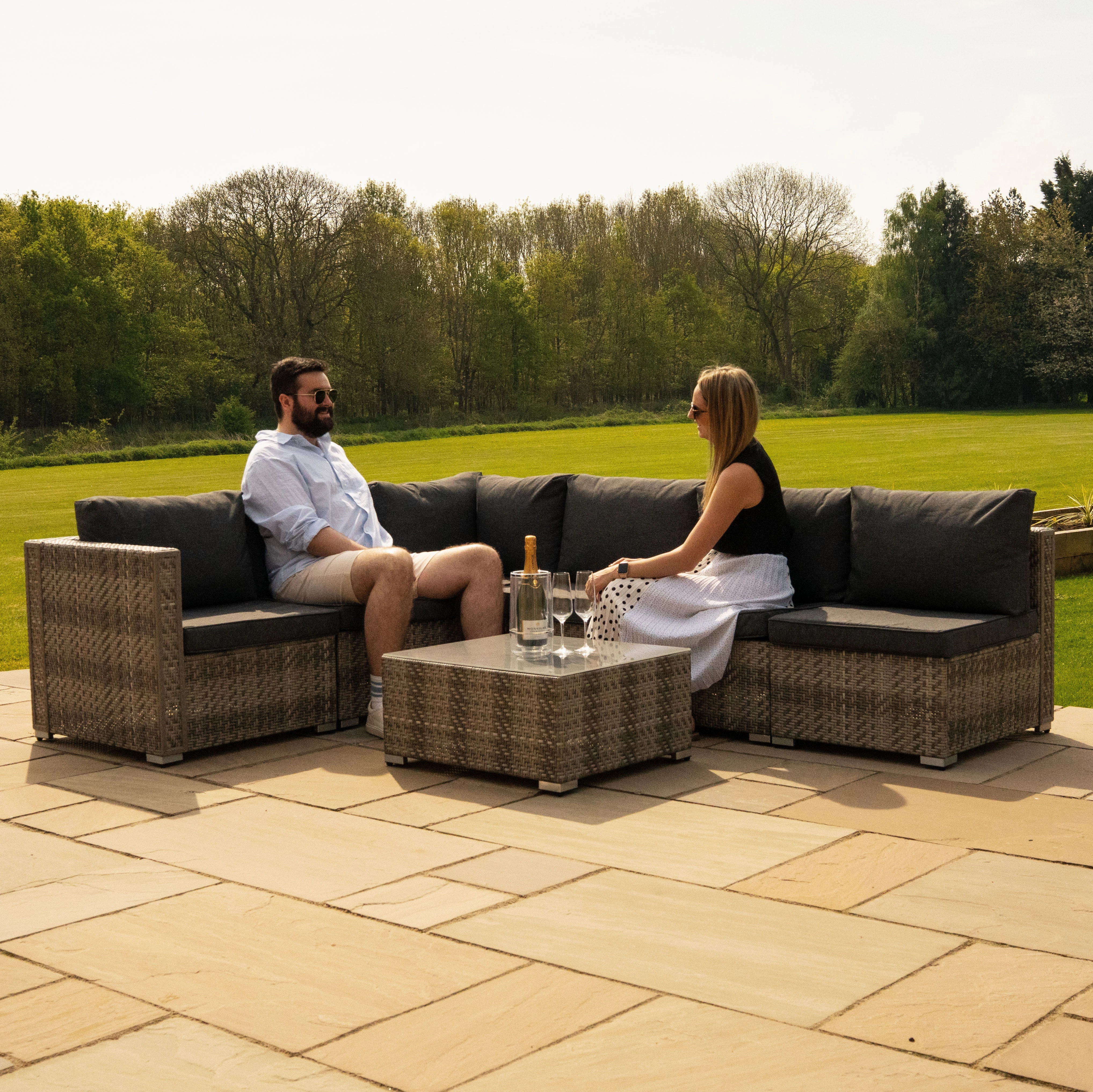 Rattan Modular 7 Piece Furniture Set - Grey