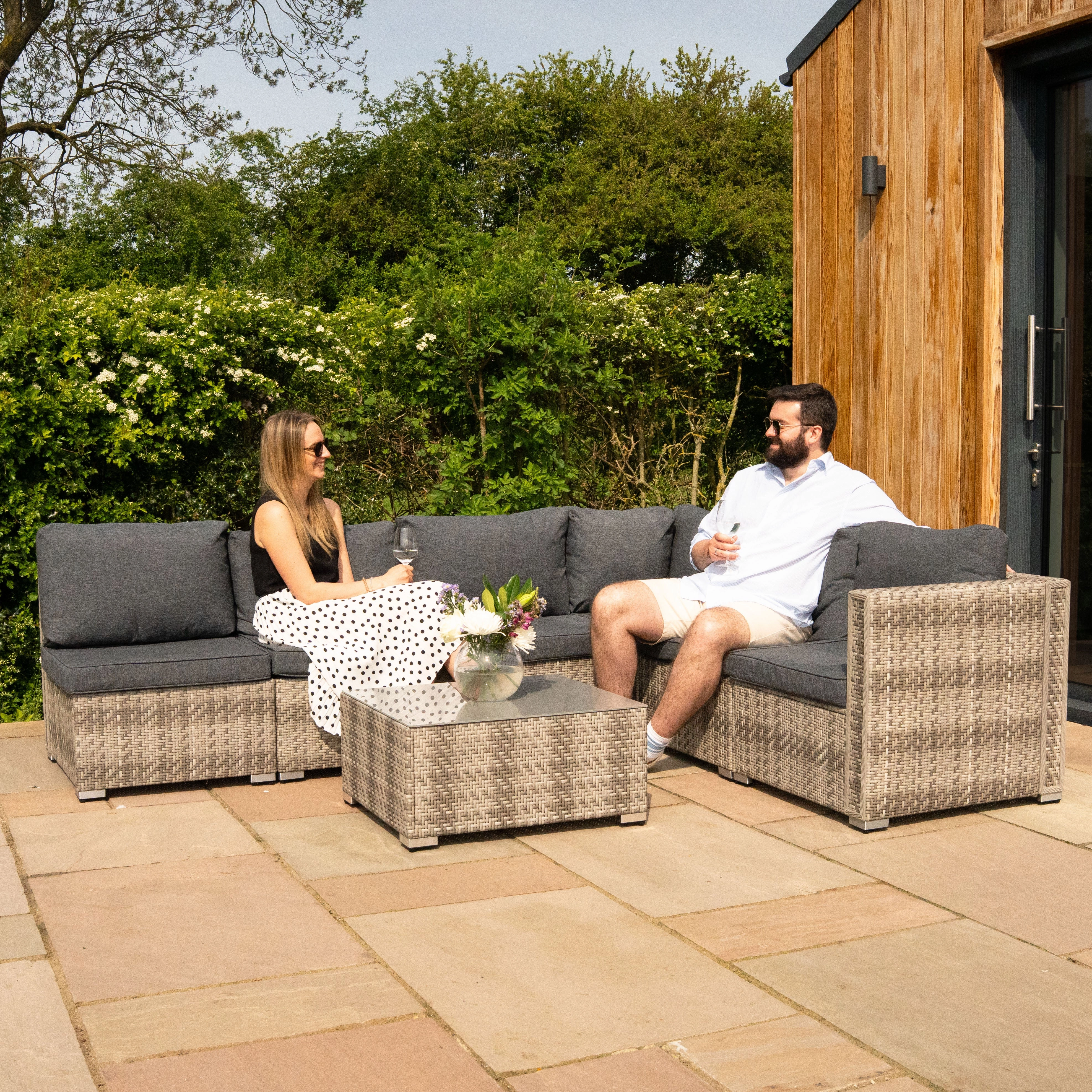 Rattan Modular 7 Piece Furniture Set - Grey
