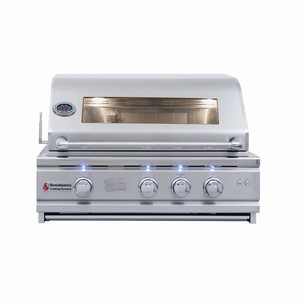RCS Cutlass Pro Series 30" Built-in Grill with Window RON30AW large capacity charcoal BBQ grills